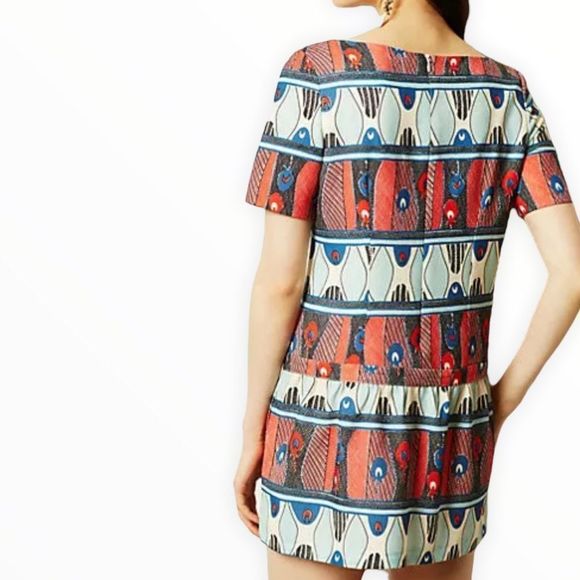 Paul & Joe Sister Guadalupe Drop Waist Geometric Print Short Shift Dress Small - Picture 2 of 13